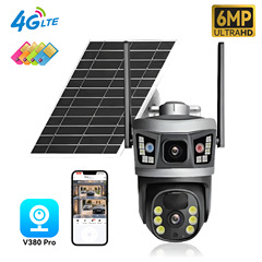 V380por4G双眼太陽エネルギー4g cameraカメラ監視高精細二画面音声インターホン赤外線