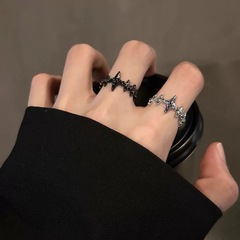 非黒即白流れ星の指輪の大衆の設計の軽豪華な指輪のペアリングの高級感の口の指の指輪