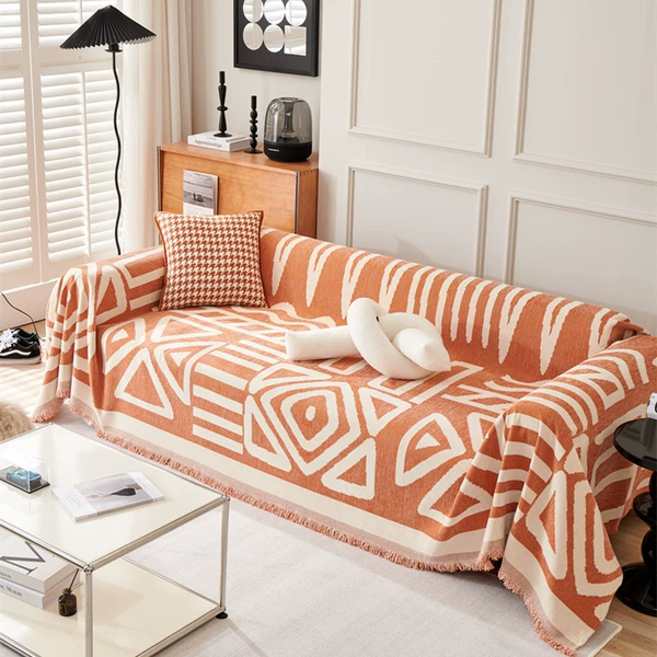 Orange sofa, boho style