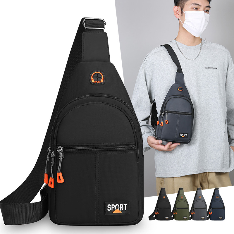 Bolsa de hombro simple ocio de gran capacidad, agujero de auriculares de almacenamiento multicapa, bolso de pecho portátil, bolso de transporte deportivo al aire libre