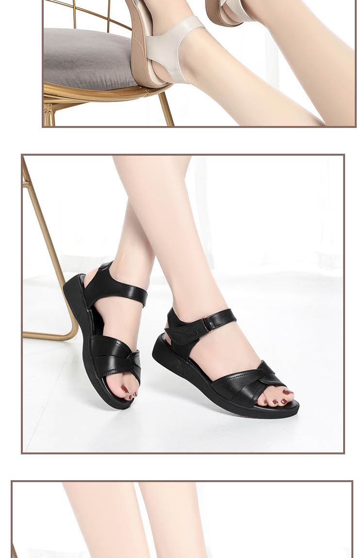 Dép sandal nữ quai chữ V đế bằng chống trượt, đế mềm, size lớn cho mẹ trung niên và cao tuổi đi bên ngoài — Màu be chi tiết 10