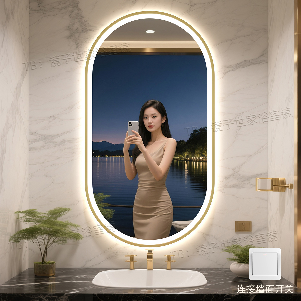 Espejo de baño de hotel de estrellas iluminación led espejo inteligente marco de aluminio inodoro espejo anti-nebble inodoro tipo de pared