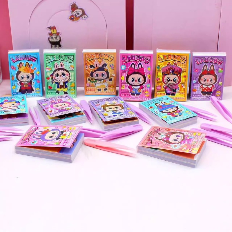 新しいホット販売ラブブドレスアップビーンブッククリエイティブ DIY ピンセット付き絵画ドレスアップツーインワンポケットブックステッカー|undefined