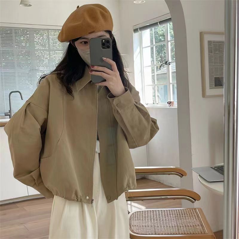 2025早春新款美式复古港风chic休闲小香风短款粉色工装外套女春秋|undefined