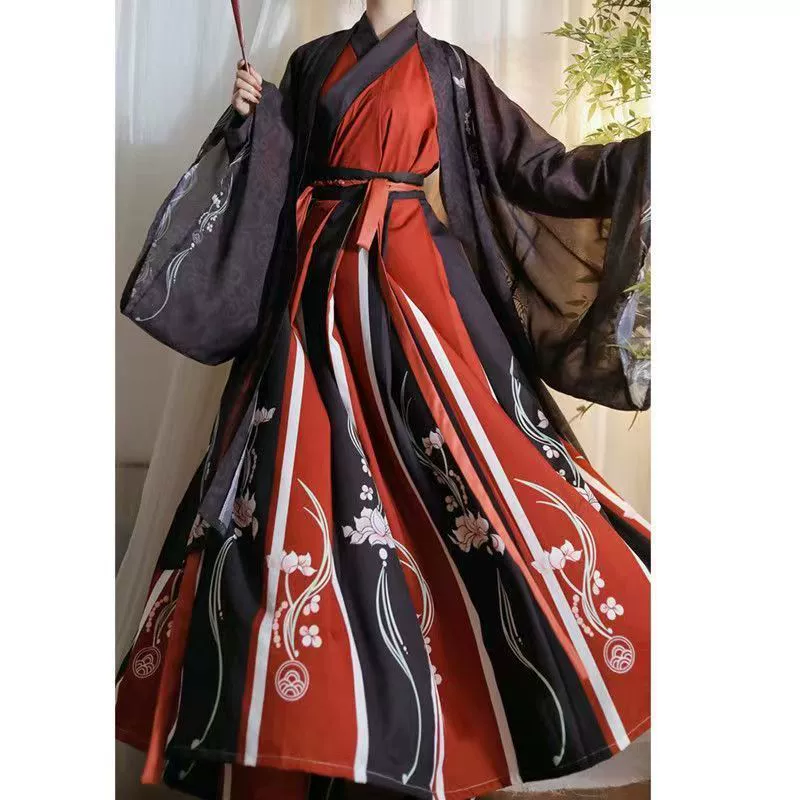 Ханьфу с широкими рукавами (Original Hanfu Mu Qing), унисекс, весна–лето, свободный крой