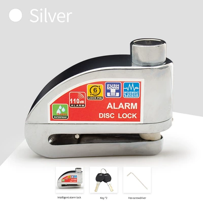 Motorcycle Lock anti-theft disc brake alarm - silver