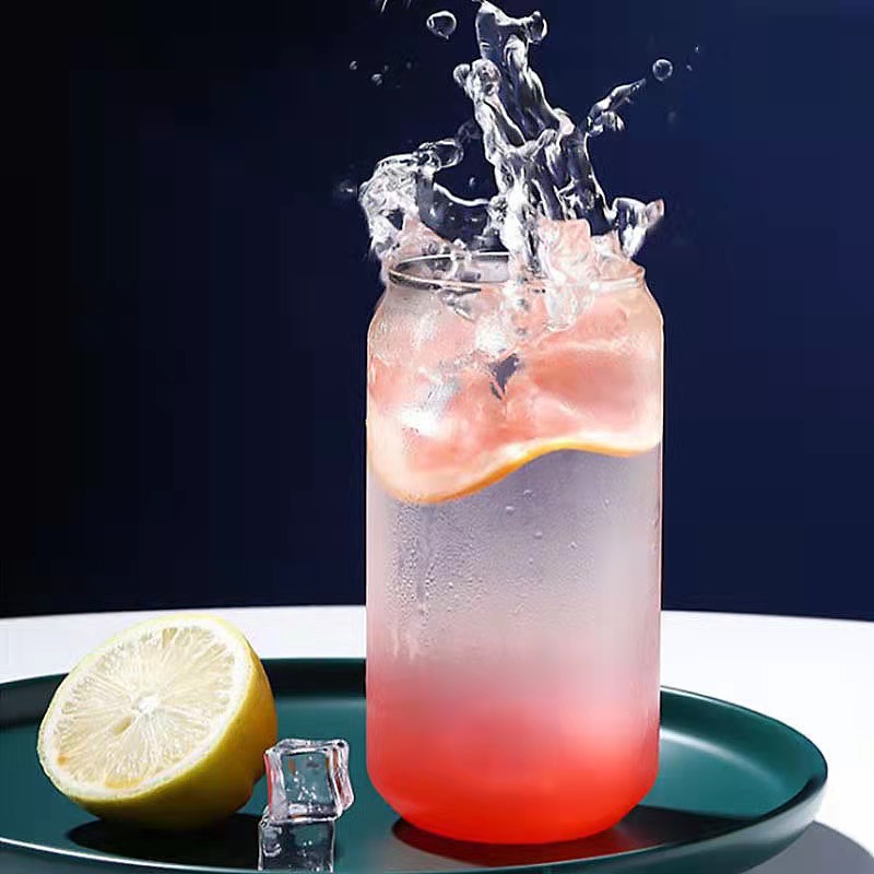 Vaso de Vidrio Transparente con Diseño de Lata - Estilo Retro para Refrescos y Jugos