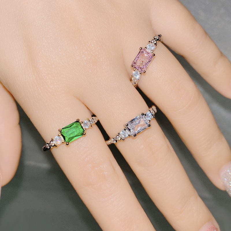 Geometric Pattern Women'S Gender Fashion Geometric Copper Inlay Artificial Gemstones Rings