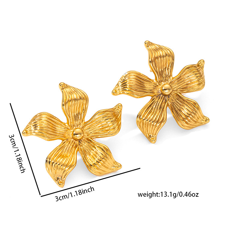 12g Weight 0.03µm Gold Plating Thickness Electroplated Gold Plating Process 201 Stainless Steel Ear Needle Material Golden Plated Plating Material Stone-Free Inlay Material Ear Studs Classification 1 Pair Quantity Daily Occasion 201 Stainless Steel Material Heart Shape, Flower, Spiral Pattern Women's Gender Elegant Style Plating Craft Heart Shape Flower Spiral Titanium Steel Elegant Waterproof Non Tarnish Surgical Steel Ear Studs 33