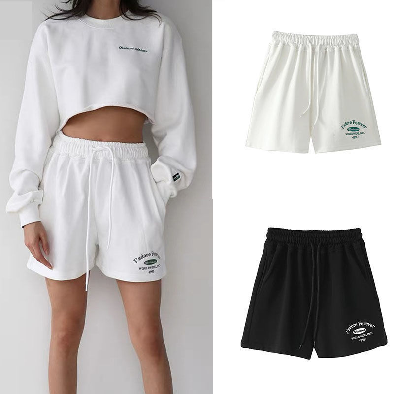 Zhou Yutong Badblood Embroidered Shorts, Sporty Casual American Retro Women's Outerwear Hot Pants for Summer Vacation Leisure