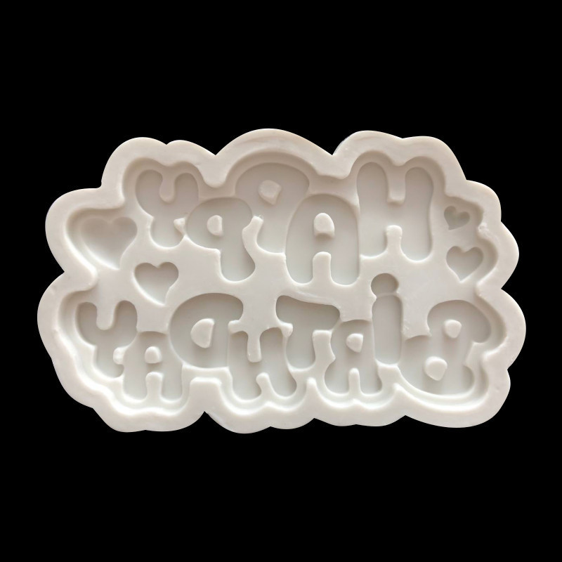 Feliz cumpleaños carta molde de silicona fondant molde de silicona líquida Feliz cumpleaños herramienta para hornear creativa