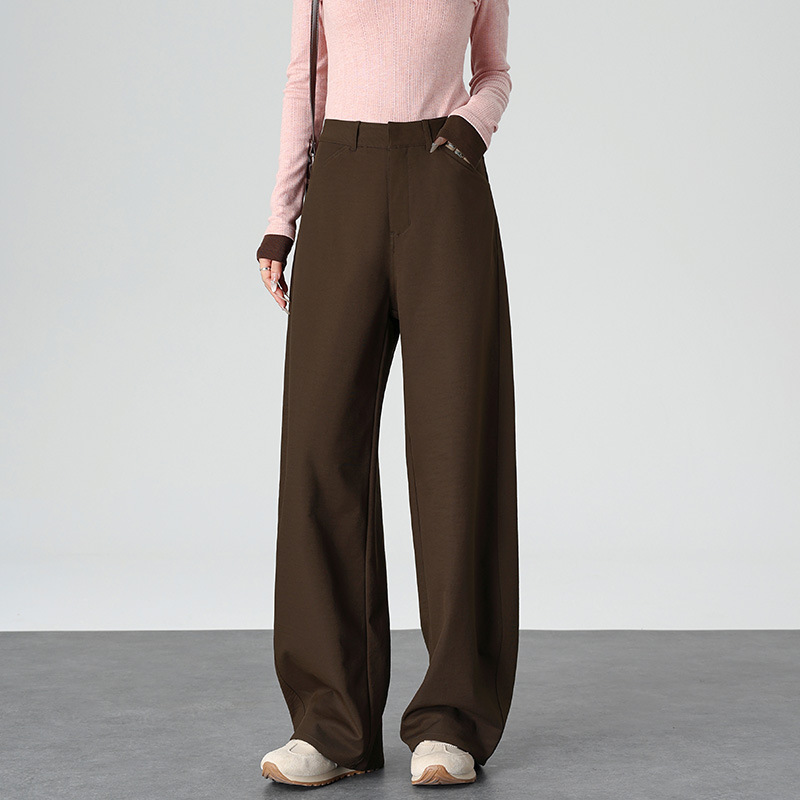 Women's brown straight-leg suit pants, new for Autumn 2026, versatile for work and commuting, high-waisted slimming pants Women's brown straight-leg suit pants, new for Autumn 2026, versatile for work and commuting, high-waisted slimming pants