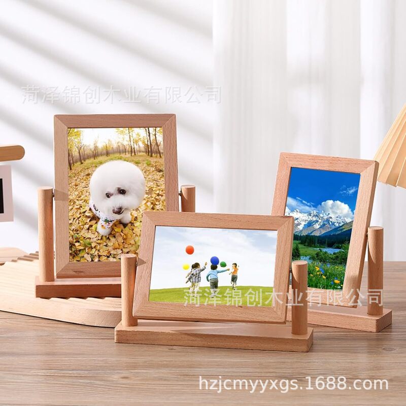Wooden Rectangular Horizontal Rotatable Photo Frame Living Room Picture Frame DIY Modern Casual Desktop Decoration Wooden Rectangular Horizontal Rotatable Photo Frame Living Room Picture Frame DIY Modern Casual Desktop Decoration