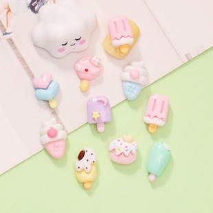 Ice cream popsicle nail art accessories children's wearing nail decoration handmade diy cream glue resin small accessories