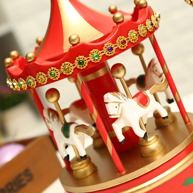 6E3X Regalo de Navidad Mecánico Cector Carrusel Caja de música Madera Niños Novia Regalo de Navidad Péndulo