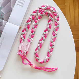 Mobile Phone Lanyard Woven Rope Colorful Long Anti-lost Rope Handmade Contrast Color All-match Bag Key Ring Kettle Speaker Rope