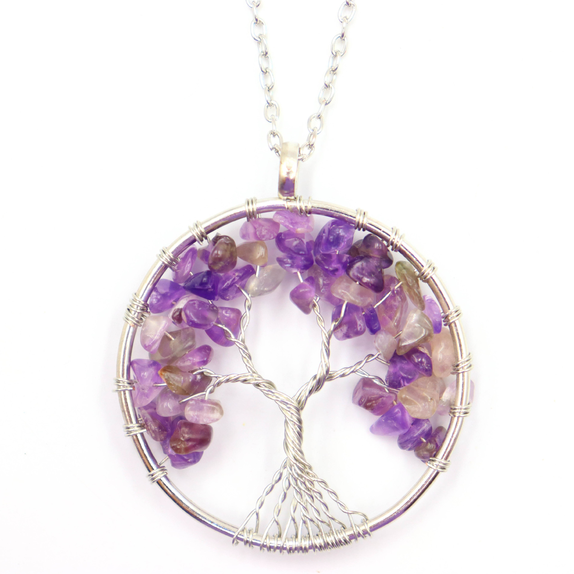 Retro Tree natural stone Copper Pendant Necklace 1 Piece