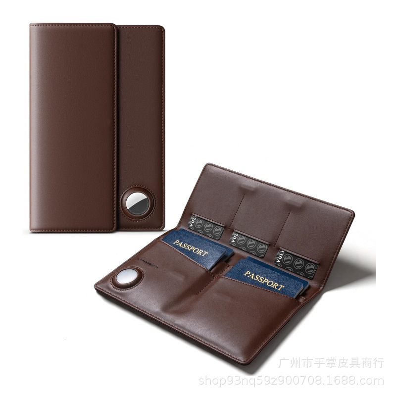 欧美跨境皮革多格护照收纳包 大容量磁吸Airtag防丢失卡包护照夹