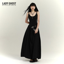 幽灵少女新中式女装黑色长裙吊带连衣裙夏季海边艺术感裙子氛围感