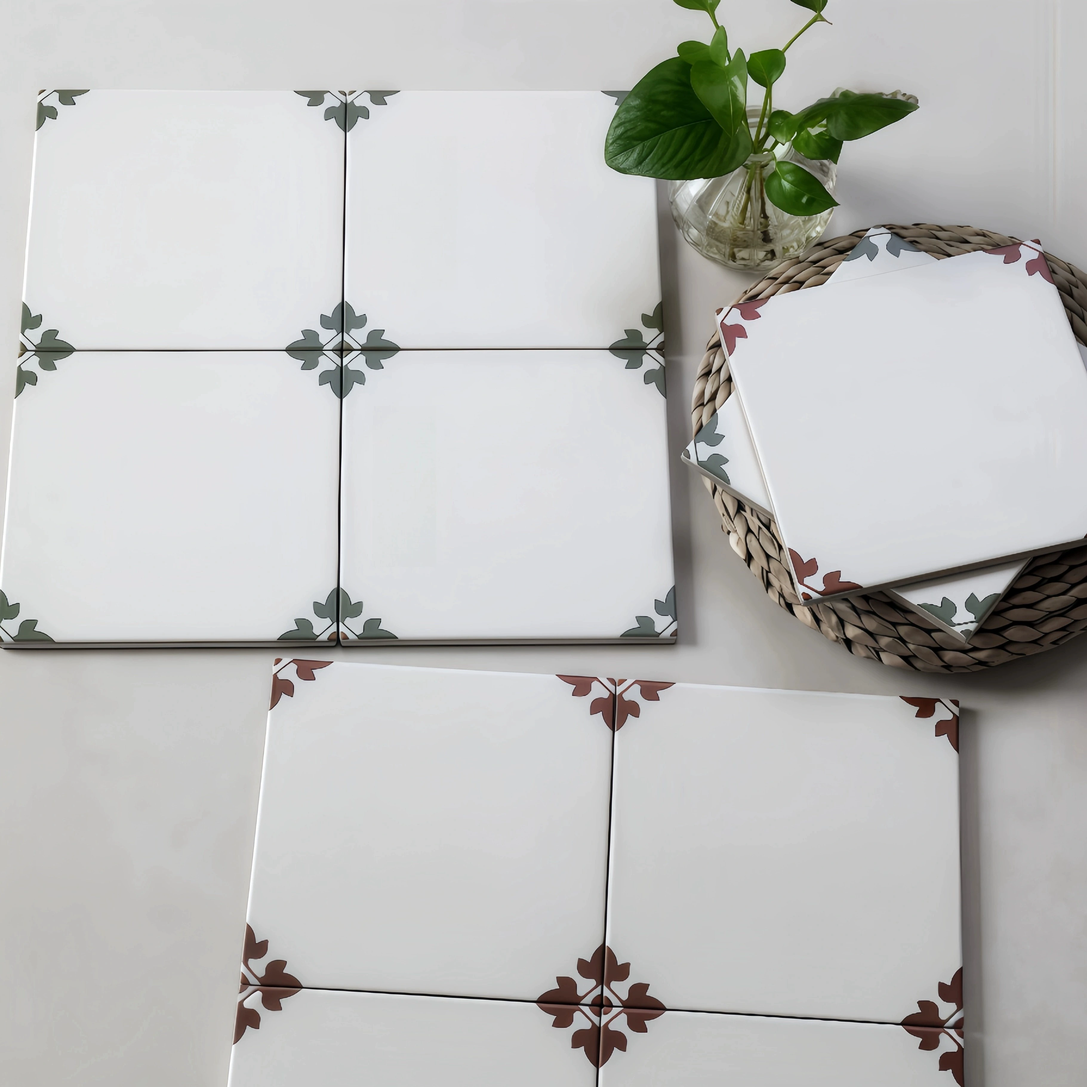 Ретро стиль, европейские теплые цвета, маленькая плитка для ванной комнаты, гостиной, ванной комнаты, кабинета, полностью керамическая напольная плитка, плитка для украшения магазина