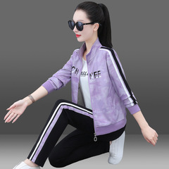 中年媽媽春裝外套新款洋氣休閒衛衣三件套中老年運動服套裝女春秋