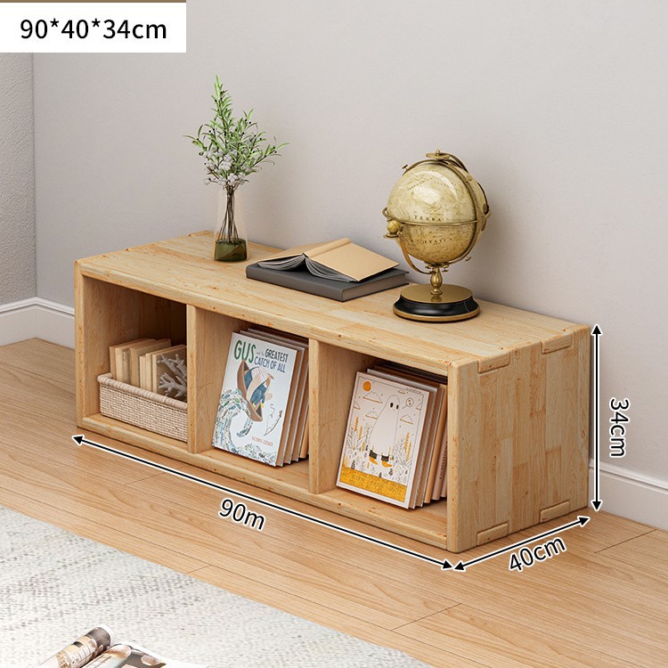 Gabinete de almacenamiento de ventana flotante de madera sólida, estante de balcón, estante contra la pared, armario de almacenamiento de barra larga de una sola capa, estante de piso bajo