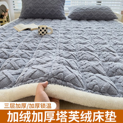冬用ミルクベルベットマットレスパッド 厚手ベッドプロテクター 保温マット 薄型マット シングル 学生寮用ベッドパッド