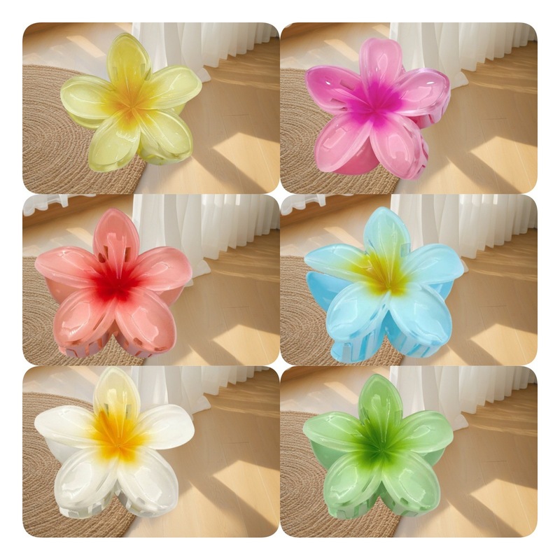 跨境彩色鸡蛋花发夹高级感精致花朵后脑勺盘发马尾半扎发头饰|undefined