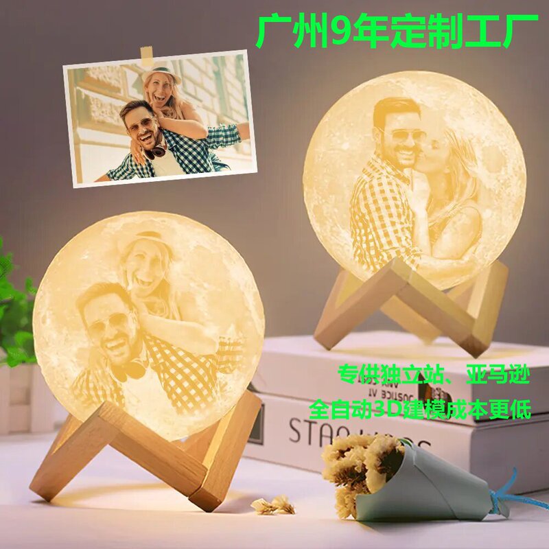 Custom 3D Printed Moon Lamp for Independent Websites, Christmas, Halloween, Mother's Day Gifts, Moon Planet Lamp
