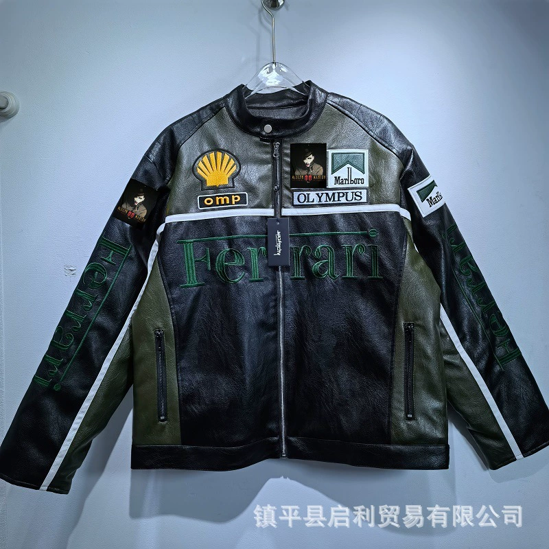 Новая куртка из кожи мотоциклетного стиля Harley для мужчин и женщин, одинаковый стиль с хлопком ретро мотоциклетная одежда тяжелой промышленности вышивка плюс кожаная куртка