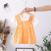 Summer colored cotton short sleeve dress for princess, girl's skirt, Korean style, children's clothing