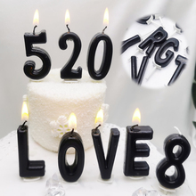 黑色数字蜡烛生日蛋糕装饰26字母派对用品盒装网红创意纪念日白色