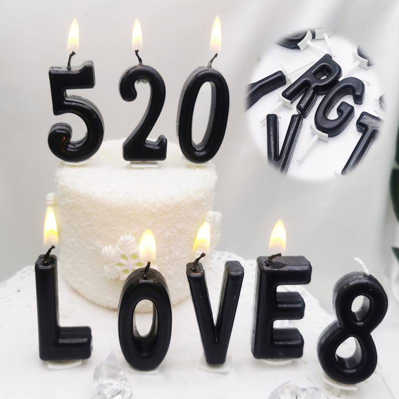 黑色数字蜡烛生日蛋糕装饰26字母派对用品盒装网红创意纪念日白色