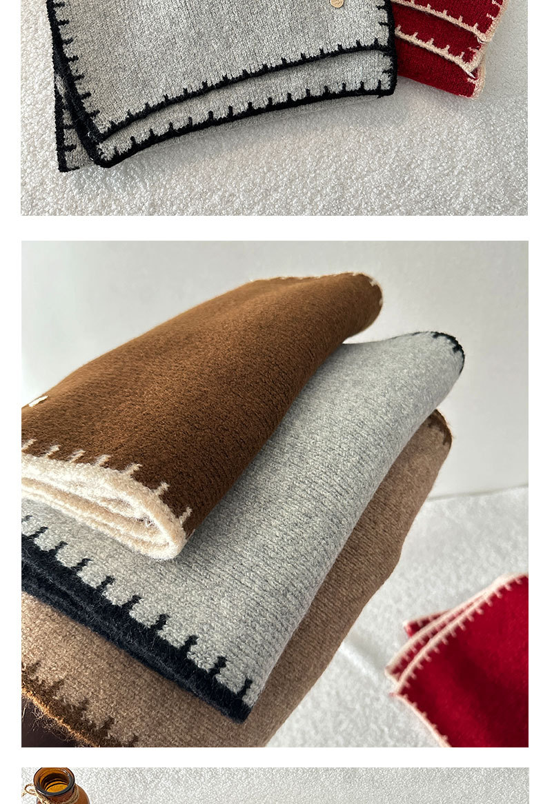 Knitted Wool Scarf For Women Soft Winter Shawl Solid Colour Gift_voghion.com