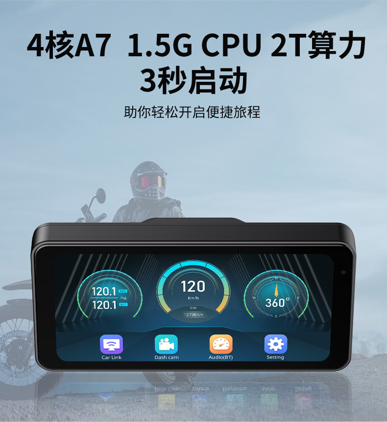 Cross-border motorcycle locomotive riding wireless carplay projection screen 6.25 inch 60 frame navigator driving recorder