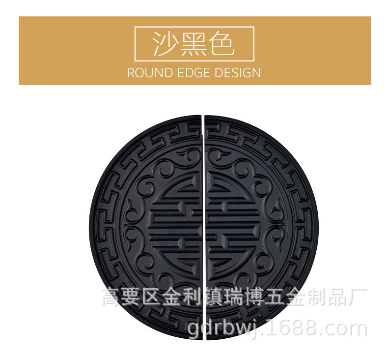 古铜色雕刻门把手中式玻璃门木门把手实心铝板定制对装