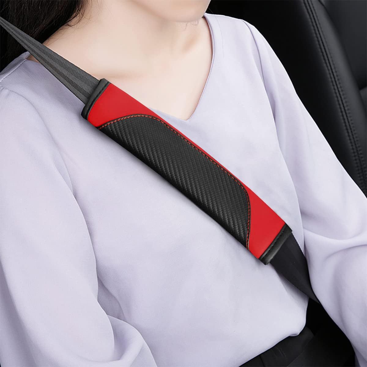 Popular Amazon seatbelt shoulder pad, carbon fiber shoulder protector, breathable leather, soft and safe, wholesale