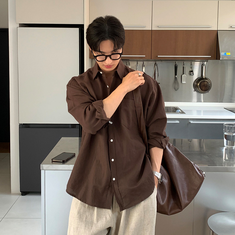 亚麻衬衫男士夏季薄款透气复古轻熟风长袖衬衣韩系休闲松弛感上衣|undefined