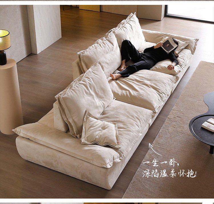 Modern minimalist cream-style adjustable backrest sofa for living room, suitable for various sizes of homes, functional fabric sofa