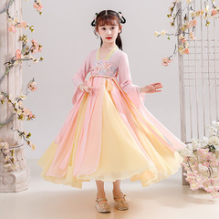 Children's Hanfu Autumn Clothes Retro Ruskirt Girls' Middle School Old Children's Costume Catwalk Tang Suit Long Sleeve Improved Dress Chinese Style