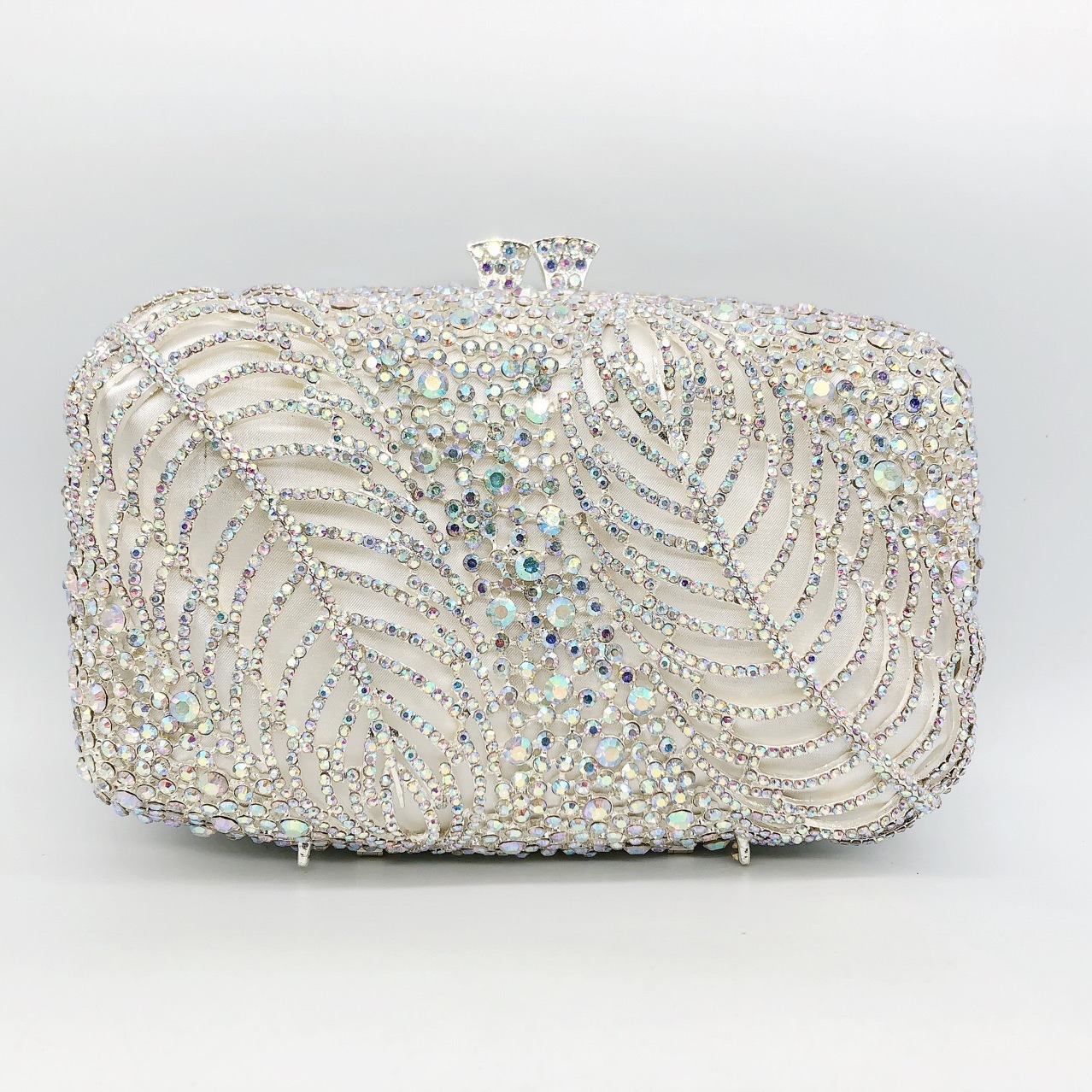 Clutch nữ đính đá hình lá cây dự tiệc sang trọng — Xanh lỗ, Vàng đáy vàng kim cương, Champagne màu, Vàng AB