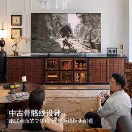 落地实木电视柜家具法式中古风实木客厅家用小户型组合收纳储物柜