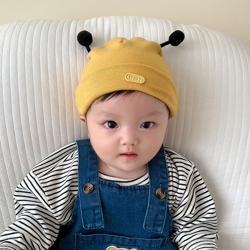 ins小熊新生婴儿春秋薄款胎帽0-12月无骨可爱宝宝包头套头帽子|undefined