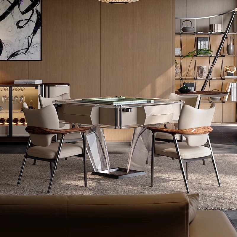 Mesa de mahjong minimalista italiana, hogar automático, mesa de comedor flotante eléctrica multifuncional, mesa de mahjong de doble uso, silenciosa y silenciosa