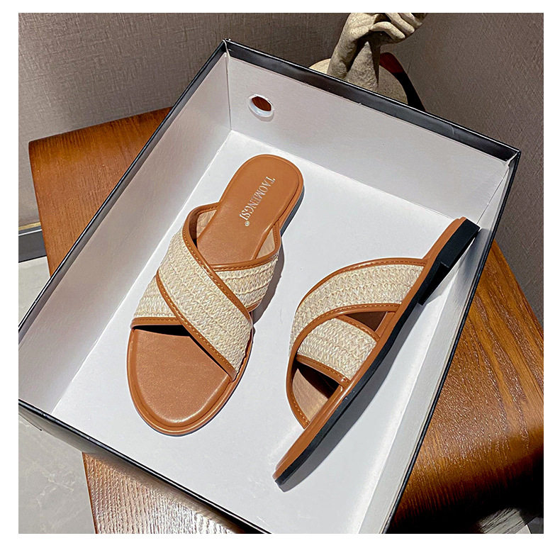 Dép sandal nữ quai chéo mũi tròn hở ngón đế dày phối màu, đế cao 3 cm — Màu Mơ (Dép lê), Màu Mơ (dép), Màu nâu (dép), Màu đen (dép) chi tiết 44