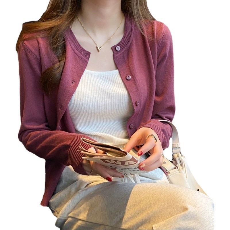 Кардиган, вязаная куртка, женский весенне-осенний верхний тонкий свитер, осень 2023, новый черный осенне-зимний топ с длинными рукавами