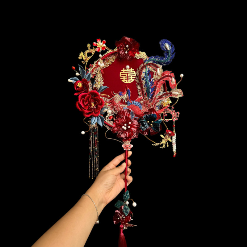 成品缠花花非小众遗缠轻奢结婚闺蜜diy团扇结婚礼物刺绣团扇团扇|undefined