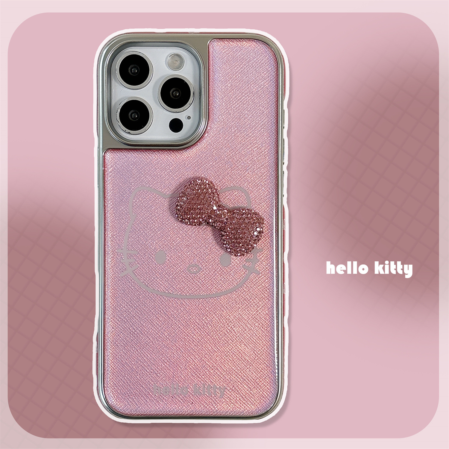 Corazón de niña japonesa y coreana arco tridimensional KT gato para Apple 15Pro funda para teléfono móvil 16PorMax nicho 14/13