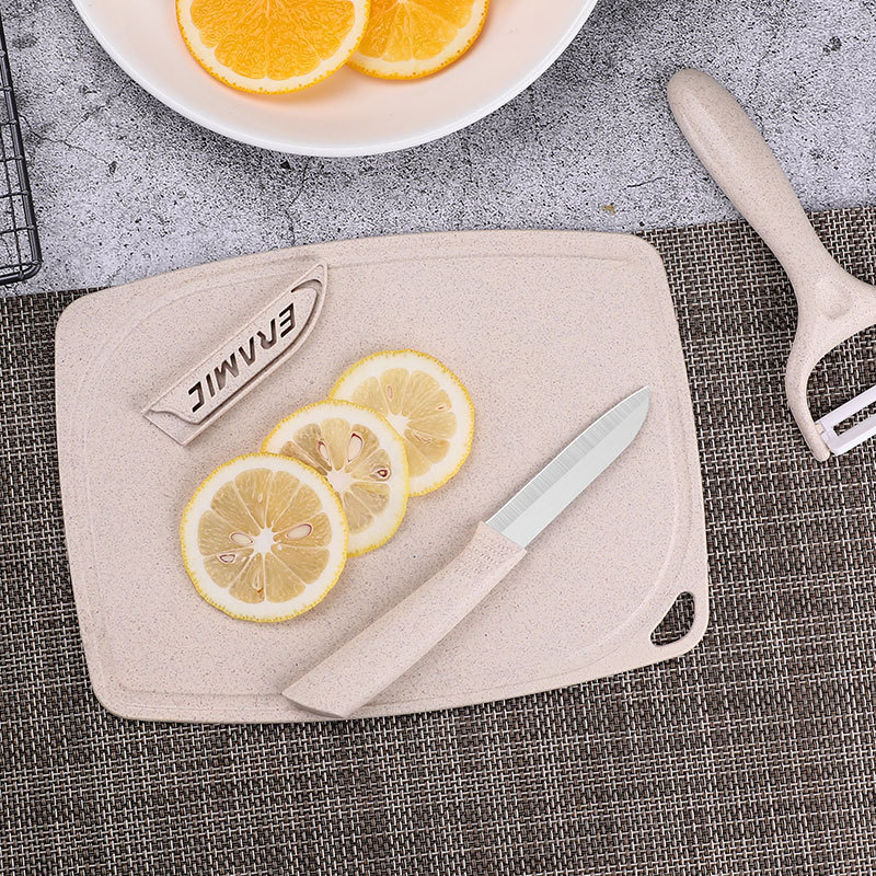 Cuchillo de frutas de acero inoxidable conjunto de cuchillo de planador de melón doméstico dormitorio para estudiantes lindo cuchillo de pelado portátil conjunto de tres piezas