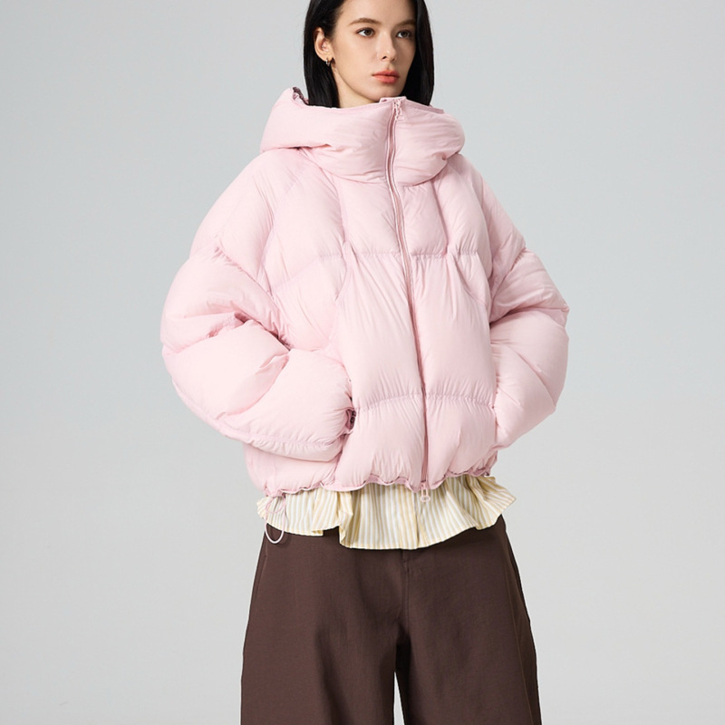 Shell down Jacket Women's Short New National Standard 95 White Duck down Hooded Small Loose Fashionable Tall Warm Jacket